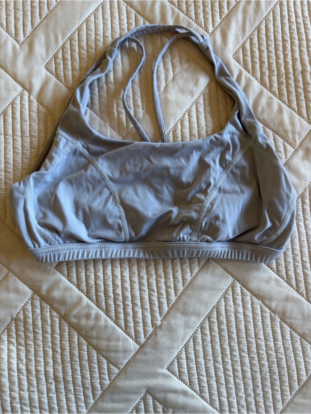 BuffBunny Light Blue Gray Strappy Seamless Sports Bra